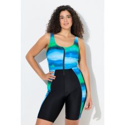 Damskie Strój kąpielowy długie nogawki miękkie miseczi zamek błyskawiczny. Czarne stroje kąpielowe damskie Ulla Popken, plus size, bez wzorów, z elastanu. Za 279.99 zł.