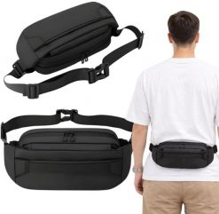 Verk Nerka męska saszetka biodrowa na pas torba sportowa regulowana czarna. Czarne saszetki i nerki męskie Verk, bez wzorów, małe. Za 45.21 zł.