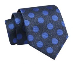 Krawat - ALTIES - Granat w Niebieskie Grochy. Niebieskie krawaty i muchy Alties, bez wzorów, z tkaniny, eleganckie. Za 49.00 zł.
