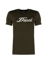 Diesel T-Shirt "Sily" | A10654-RGRAI | Mężczyzna | Wojskowa Zieleń. Zielone t-shirty męskie Diesel, m, bez wzorów, z bawełny, bez kołnierzyka, bez ramiączek. W wyprzedaży za 129.00 zł.
