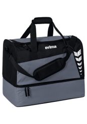 Torba sportowa z dolną przegrodą Erima Six Wings. Czarne torby sportowe męskie Erima, bez wzorów, z poliesteru, na ramię, z nadrukiem. Za 119.99 zł.