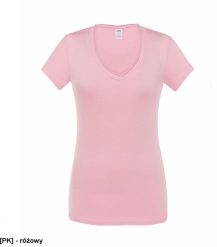 JHK - Bluzka damska typu V-Neck różowy XL. Czerwone bluzki damskie JHK, xl, bez wzorów, bez kołnierzyka, bez ramiączek. Za 15.81 zł.