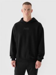 4F Bluza dresowa oversize z kapturem męska 4F x Robert Lewandowski - czarna XL. Czarne bluzy męskie 4F, m, bez wzorów, z bawełny, z kapturem. W wyprzedaży za 119.99 zł.