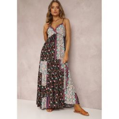 Czarna Sukienka Amarhomela. Czarne sukienki damskie Renee, l, bez wzorów, z wiskozy, bez kołnierzyka, bez ramiączek, maxi, kopertowe. Za 49.99 zł.