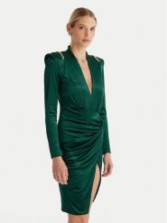 Babylon Sukienka koktajlowa MF204C Zielony Slim Fit. Zielone sukienki damskie Babylon, bez wzorów, z syntetyku, wizytowe, bez kołnierzyka, bez ramiączek. Za 1,559.00 zł.