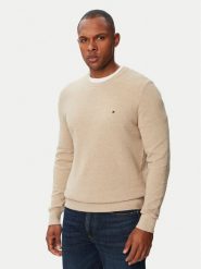 Tommy Hilfiger Sweter Essential MW0MW36347 Beżowy jasny Regular Fit. Brązowe swetry męskie Tommy Hilfiger, m, bez wzorów, z bawełny, bez kołnierzyka, bez ramiączek. Za 409.99 zł.