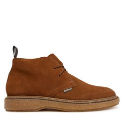 Trzewiki Barbour. Brązowe botki męskie Barbour, bez wzorów, bez obcasa, bez zapięcia. Za 879.99 zł.