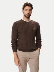 Gant Sweter 8050601 Brązowy ciemny Regular Fit. Brązowe swetry męskie GANT, m, bez wzorów, bez kołnierzyka, bez ramiączek. Za 619.99 zł.