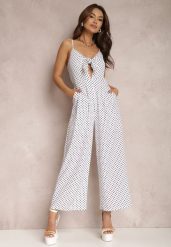 Biały Kombinezon Phaedrelaia. Białe sukienki damskie Renee, na imprezę, l, z aplikacjami, z tkaniny, eleganckie, bez kołnierzyka, bez ramiączek, maxi. Za 84.99 zł.