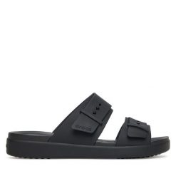 Klapki Crocs. Czarne klapki damskie Crocs, bez wzorów, bez obcasa, bez zapięcia. Za 159.99 zł.
