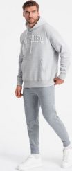 Ombre Spodnie męskie dresowe joggery - szary melanż V3 OM-PASK-22FW-008 XXL. Szare spodnie sportowe męskie Ombre, m, bez wzorów, z dresówki. Za 69.99 zł.