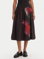 Desigual Spódnica midi 26SWFW02 Czarny Regular Fit. Czarne spódnice damskie Desigual, m, bez wzorów, z bawełny, midi. Za 489.99 zł.