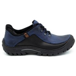 KOMODO Buty męskie trekkingowe skóra 917K granatowe niebieskie. Niebieskie trekkingi męskie ze skóry, bez zapięcia. Za 362.62 zł.