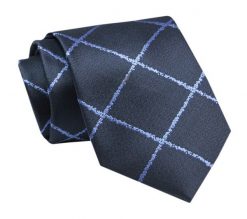 Elegancki, Klasyczny, Męski Krawat -ALTIES - Duża Krata, Granat. Niebieskie krawaty i muchy Alties, bez wzorów, z tkaniny, eleganckie. Za 49.00 zł.