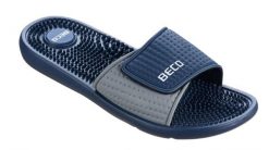 Klapki Beco unisex z masażową wkładką - ciemny granat. Niebieskie klapki damskie 47 Brand, bez wzorów, z materiału, bez obcasa, bez zapięcia. Za 208.99 zł.