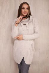 Sweter z kopertowym dołem ciemny beżowy. Brązowe swetry nierozpinane damskie KESI, l, bez wzorów, z wełny, bez kołnierzyka, plus size, bez ramiączek. Za 138.59 zł.