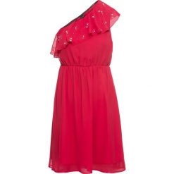 Sukienka na jedno ramię bonprix pomarańczowo-czerwony. Czerwone sukienki damskie bonprix, bez wzorów, eleganckie, bez kołnierzyka, bez ramiączek. Za 63.99 zł.
