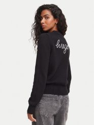 HUGO Sweter Saje 50564300 Czarny Regular Fit. Czarne swetry nierozpinane damskie Hugo, xl, bez wzorów, z bawełny, bez kołnierzyka, bez ramiączek. Za 469.99 zł.