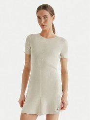 Calvin Klein Jeans Sukienka dzianinowa LV047F325G Beżowy Slim Fit. Brązowe sukienki damskie Calvin Klein Jeans, xxl, bez wzorów, z bawełny, bez kołnierzyka, bez ramiączek. Za 489.99 zł.