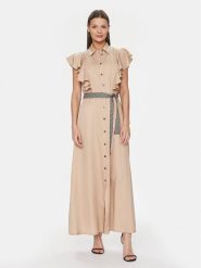 Gaudi Sukienka koszulowa 411BD15002 Beżowy Regular Fit. Brązowe sukienki damskie Gaudi, bez wzorów, z lyocellu, bez kołnierzyka, bez ramiączek, koszulowe. Za 599.99 zł.