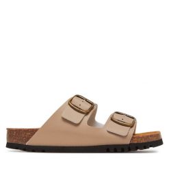 Klapki Scholl. Brązowe klapki damskie Scholl, bez wzorów, bez obcasa, bez zapięcia. Za 189.99 zł.