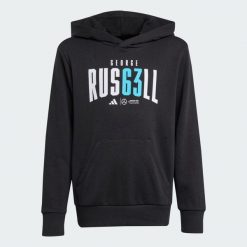 Bluza z kapturem Mercedes - AMG Petronas Formula One Team George Russell. Czarne bluzy damskie Adidas, m, bez wzorów, z bawełny, klasyczne, bez ramiączek, z kapturem. Za 259.00 zł.