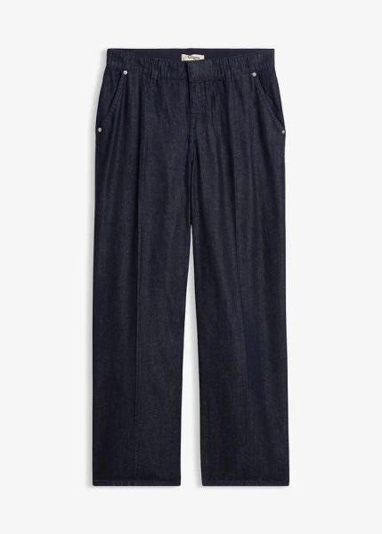Jeansy wide leg, straight. Niebieskie jeansy damskie bonprix, bez wzorów, z jeansu. Za 124.99 zł.