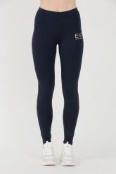 EA7 Granatowe legginsy z małym logo. Niebieskie legginsy damskie EA7 Emporio Armani, bez wzorów. W wyprzedaży za 179.99 zł.
