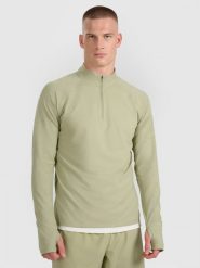 4F Bluza do biegania regular szybkoschnąca męska - oliwkowa/khaki XL. Brązowe bluzy męskie 4F, m, bez wzorów, bez ramiączek, bez kaptura. Za 199.99 zł.