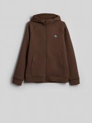 4F Bluza dresowa regular z kapturem męska - brązowa XL. Brązowe bluzy sportowe męskie 4F, m, bez wzorów, z dresówki, z kapturem, trekkingowe. Za 269.99 zł.