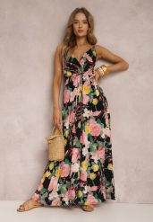 Czarna Sukienka Kydite. Czarne sukienki damskie Renee, l, bez wzorów, eleganckie, bez kołnierzyka, bez ramiączek, maxi, kopertowe. Za 69.99 zł.