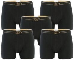 CR7 Cristiano Ronaldo 5-pack bokserki czarne i złote. Czarne bokserki męskie CR7 Cristiano Ronaldo, bez wzorów, z bawełny. Za 228.99 zł.
