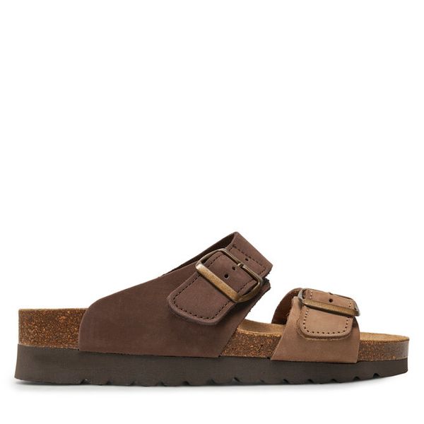 Klapki Grünland. Brązowe klapki damskie Grünland, bez wzorów, bez obcasa, bez zapięcia. Za 219.99 zł.