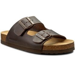 Klapki Dr. Brinkmann. Brązowe klapki męskie Dr. Brinkmann, bez wzorów, bez zapięcia. Za 299.99 zł.