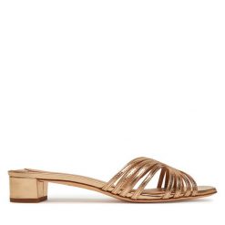 Klapki LAUREN RALPH LAUREN. Żółte klapki damskie Lauren Ralph Lauren, bez wzorów, bez obcasa, bez zapięcia. Za 399.99 zł.
