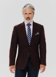 PAKO LORENTE – Burgundowa casualowa marynarka męska. Czerwone garnitury męskie Pako Lorente, m, bez wzorów, z wełny, casualowe. Za 399.99 zł.