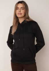Czarna Bluza z Troczkami i Kapturem Sondos. Czarne bluzy damskie Born2be, l, bez wzorów, z polaru, biznesowe, bez ramiączek, z kapturem. Za 59.99 zł.