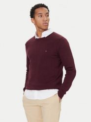 Tommy Hilfiger Sweter Essential Ssnl MW0MW39999 Bordowy Regular Fit. Czerwone swetry męskie Tommy Hilfiger, m, bez wzorów, z bawełny, bez kołnierzyka, bez ramiączek. Za 379.99 zł.
