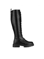 DeeZee Kozaki WS5865-26 Czarny. Czarne kozaki damskie DeeZee, bez wzorów, z materiału, bez obcasa, na płaskiej podeszwie, bez zapięcia. Za 229.99 zł.