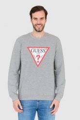 GUESS Bluza szara slim fit. Szare bluzy męskie Guess, l, z aplikacjami, bez ramiączek, bez kaptura. W wyprzedaży za 189.99 zł.
