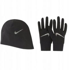 Damskie Rękawice WOMEN'S ESSENTIAL RUNNING HAT AND GLOVE SET. Rękawiczki damskie Nike, bez wzorów. Za 181.04 zł.