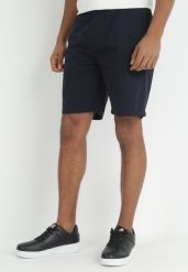 Granatowe Szorty z Regulowanym Stanem i Gumką w Pasie Dolola. Niebieskie szorty męskie Born2be, bez wzorów, z tkaniny, sportowe. Za 74.99 zł.