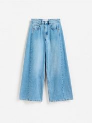 Jeansy wide leg soft - niebieski. Niebieskie jeansy damskie Reserved, bez wzorów, z bawełny. Za 139.99 zł.