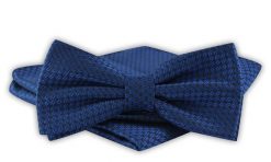 Mucha Męska z Poszetką - Alties - Ciemnoniebieska w Regularny Wzór. Niebieskie krawaty i muchy Alties, bez wzorów, eleganckie. Za 54.00 zł.