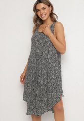 Czarna Rozkloszowana Sukienka z Bawełny w Abstrakcyjny Wzór Ronive. Czarne sukienki damskie Born2be, na co dzień, l, bez wzorów, z bawełny, eleganckie, bez kołnierzyka, bez ramiączek, midi, rozkloszowane. Za 39.99 zł.