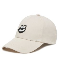 Czapka z daszkiem KARL LAGERFELD. Brązowe czapki damskie KARL LAGERFELD, bez wzorów. Za 209.99 zł.
