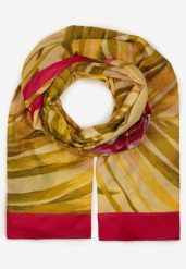 Żółty Szalik z Bawełny w Ozdobny Print Natsu. Czerwone szaliki damskie Born2be, na jesień, bez wzorów, z bawełny. Za 29.99 zł.