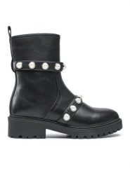 DeeZee Botki WS0903-01 Czarny. Czarne botki damskie DeeZee, bez wzorów, ze skóry, bez obcasa, na płaskiej podeszwie, bez zapięcia. Za 199.99 zł.