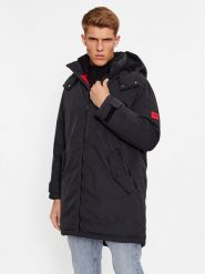 Hugo Parka Munkon 50495817 Czarny Regular Fit. Czarne parki męskie Hugo, m, bez wzorów, z syntetyku, bez kołnierzyka, bez kaptura. Za 1,589.00 zł.