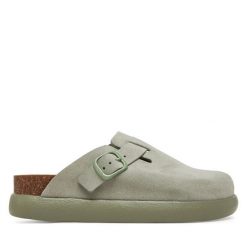 Klapki Scholl. Zielone klapki damskie Scholl, bez wzorów, bez obcasa, bez zapięcia. Za 299.99 zł.